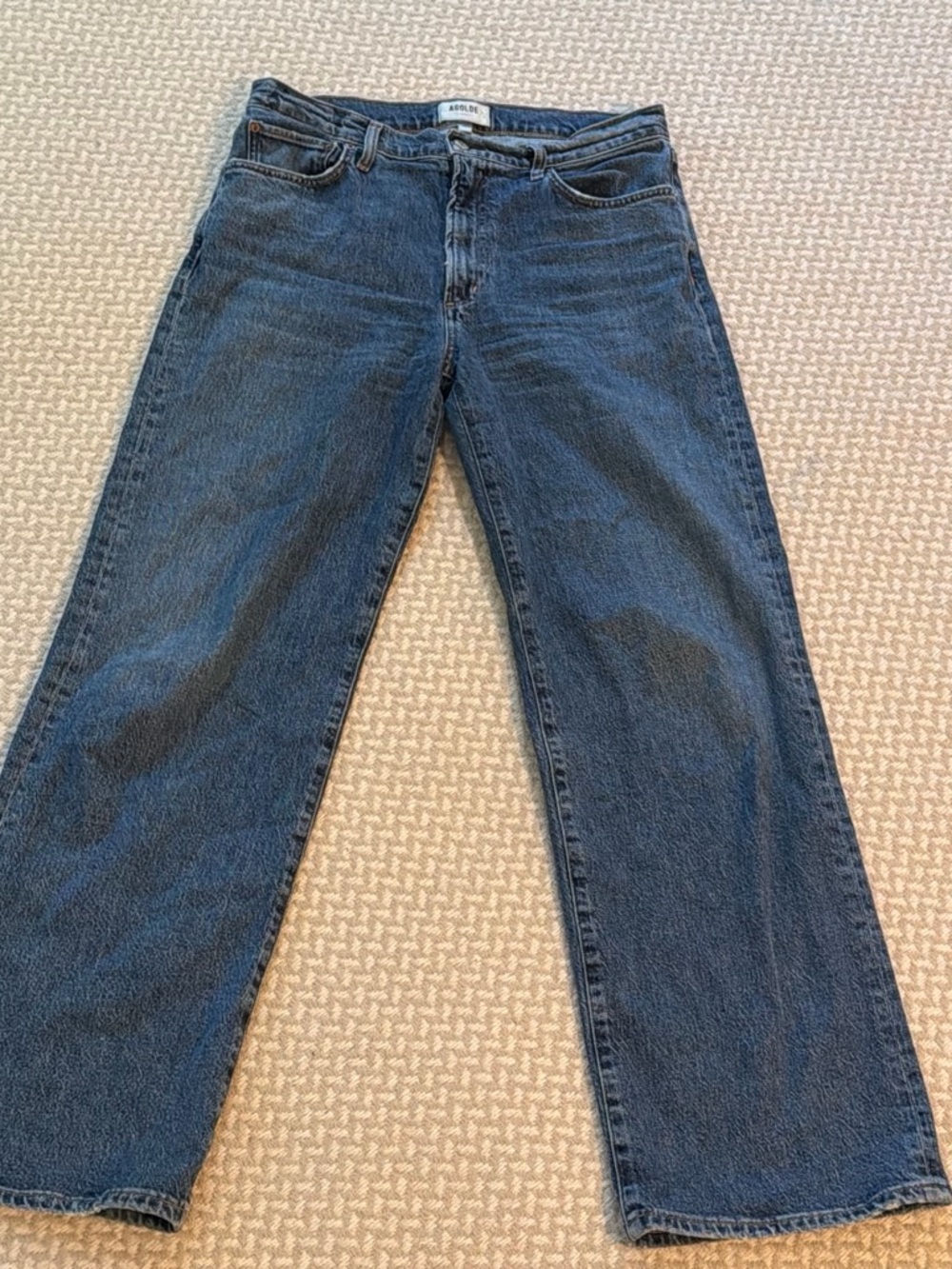 Agolde Straight Leg Jeans in Dark Blue Wash